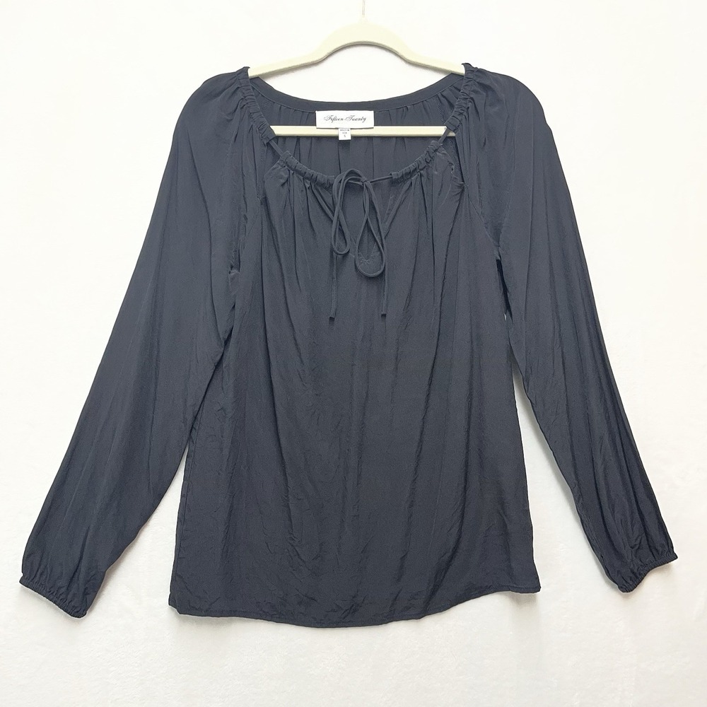 Fifteen Twenty Silk Blouse Womens Small Black Luxe Classic Minimal